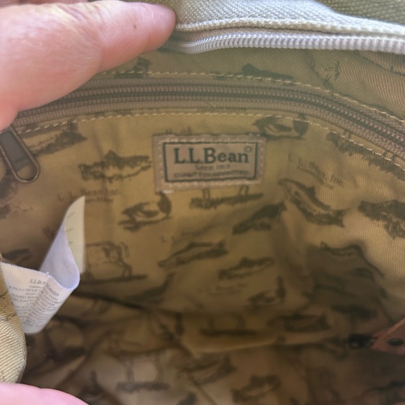LL Bean, embroidered tan canvas mini tote, with dogs - Picture 4 of 4